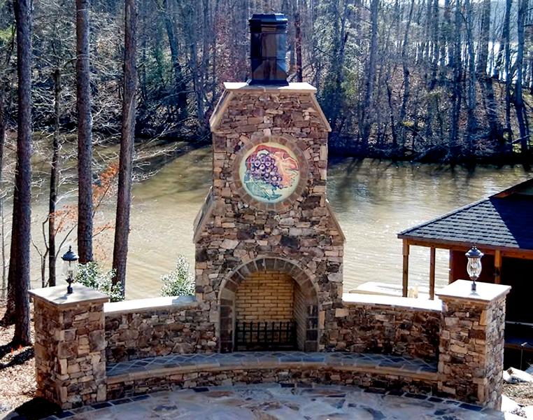 Custom tile fireplace surround
