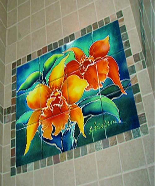 Floral custom tile design