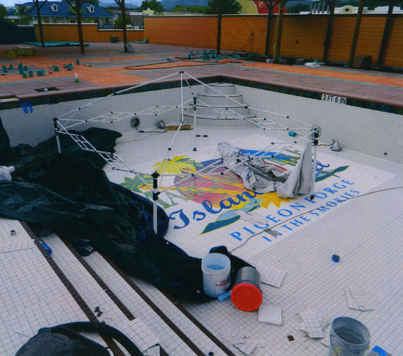 Margaritaville pool tile construction