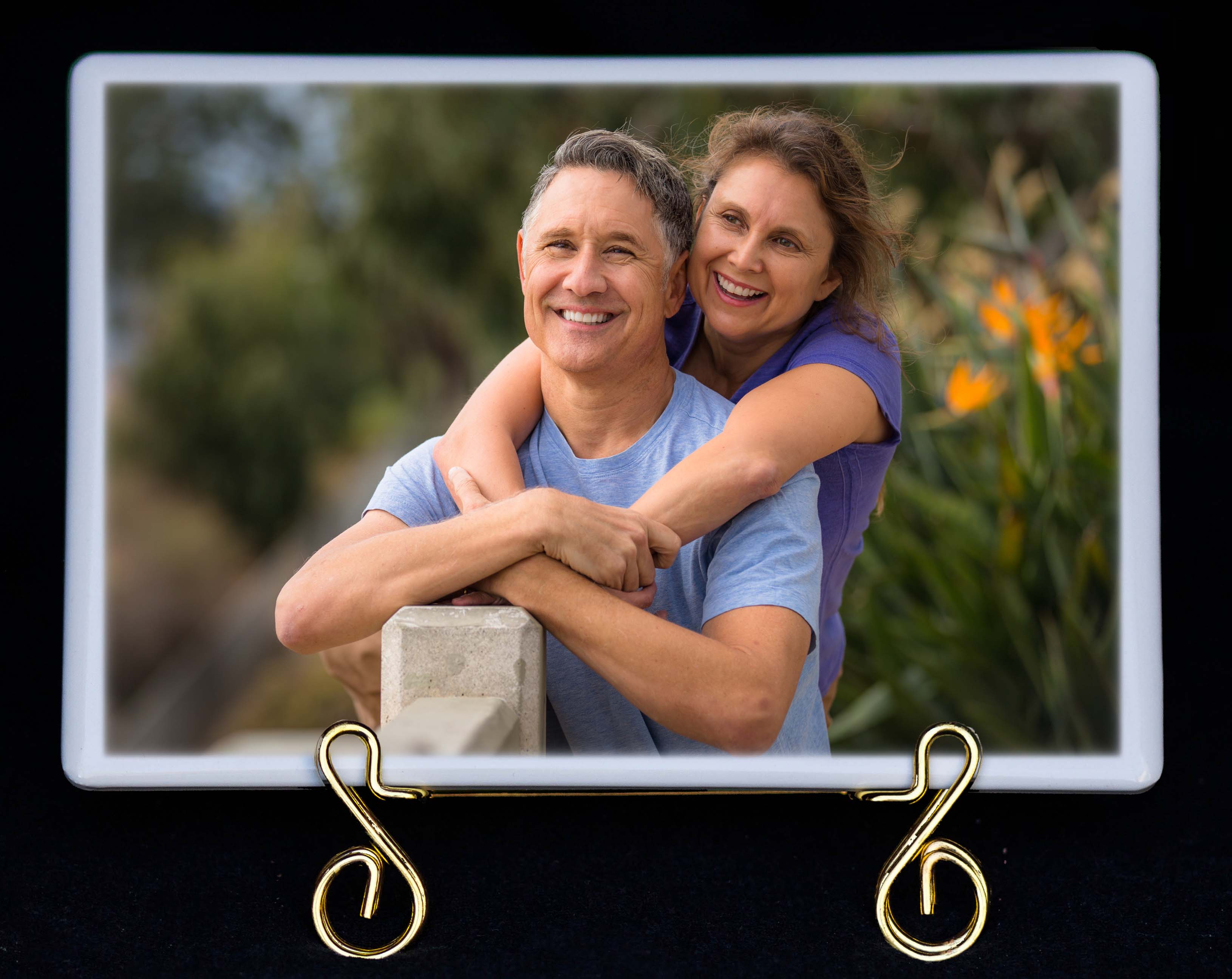 Rectangular Image of Couple on Porcelain